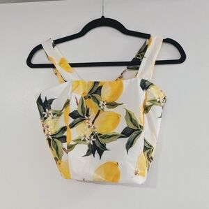 NWOT Lemon Print Sleeveless Crop Top